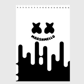 Скетчбук с принтом Fortnite Marshmello в Новосибирске, 100% бумага
 | 48 листов, плотность листов — 100 г/м2, плотность картонной обложки — 250 г/м2. Листы скреплены сверху удобной пружинной спиралью | archetype | fortnite | fortnite x | game | ikonik | marshmello | raven | архетип | ворон | игра | иконик | маршмелло | фортнайт