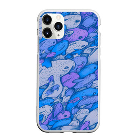 Чехол для iPhone 11 Pro Max матовый с принтом косяк рыб крупно рисунок в Новосибирске, Силикон |  | Тематика изображения на принте: арт | косяк | много | морские жители | морской | подводный мир | рисунок | рыбки | рыбы | синий | фиолетовый