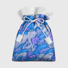 Подарочный 3D мешок с принтом косяк рыб крупно рисунок в Новосибирске, 100% полиэстер | Размер: 29*39 см | Тематика изображения на принте: арт | косяк | много | морские жители | морской | подводный мир | рисунок | рыбки | рыбы | синий | фиолетовый