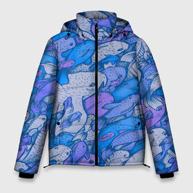 Мужская зимняя куртка 3D с принтом косяк рыб крупно рисунок в Новосибирске, верх — 100% полиэстер; подкладка — 100% полиэстер; утеплитель — 100% полиэстер | длина ниже бедра, свободный силуэт Оверсайз. Есть воротник-стойка, отстегивающийся капюшон и ветрозащитная планка. 

Боковые карманы с листочкой на кнопках и внутренний карман на молнии. | Тематика изображения на принте: арт | косяк | много | морские жители | морской | подводный мир | рисунок | рыбки | рыбы | синий | фиолетовый