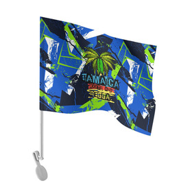 Флаг для автомобиля с принтом Jamaica Roots and reggae в Новосибирске, 100% полиэстер | Размер: 30*21 см | jamaica | reggae | roots | летняя | лето | надпись | пальма | раста | регги | рэгги | текст | фраза | ямайка