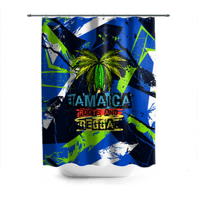 Штора 3D для ванной с принтом Jamaica Roots and reggae в Новосибирске, 100% полиэстер | плотность материала — 100 г/м2. Стандартный размер — 146 см х 180 см. По верхнему краю — пластиковые люверсы для креплений. В комплекте 10 пластиковых колец | Тематика изображения на принте: jamaica | reggae | roots | летняя | лето | надпись | пальма | раста | регги | рэгги | текст | фраза | ямайка