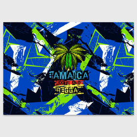 Поздравительная открытка с принтом Jamaica Roots and reggae в Новосибирске, 100% бумага | плотность бумаги 280 г/м2, матовая, на обратной стороне линовка и место для марки
 | Тематика изображения на принте: jamaica | reggae | roots | летняя | лето | надпись | пальма | раста | регги | рэгги | текст | фраза | ямайка