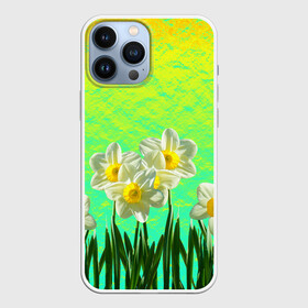 Чехол для iPhone 13 Pro Max с принтом Солнечные Нарциссы в Новосибирске,  |  | flowers | nature | summer | sun | бутоны | зелень | кислотный | краски | лазурный | лепестки | летний | лето | листья | нарцисс | нарциссы | неоновый | поле | природа | растения | ромашки | сад | солнечный | солнце