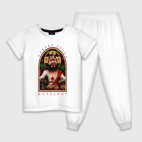 Детская пижама хлопок с принтом Хорхе Масвидаль в Новосибирске, 100% хлопок |  брюки и футболка прямого кроя, без карманов, на брюках мягкая резинка на поясе и по низу штанин
 | арт. | бои | бокс | единоборства | мма