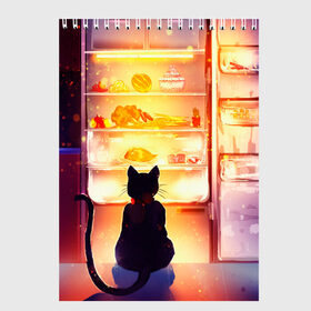Скетчбук с принтом Черный кот холодильник ночь в Новосибирске, 100% бумага
 | 48 листов, плотность листов — 100 г/м2, плотность картонной обложки — 250 г/м2. Листы скреплены сверху удобной пружинной спиралью | арт | вкусняшки | ночной дожор | ночь | преступление | рисунок | холодильник | черный кот