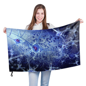 Флаг 3D с принтом ВИРУС в Новосибирске, 100% полиэстер | плотность ткани — 95 г/м2, размер — 67 х 109 см. Принт наносится с одной стороны | abstract | abstraction | абстракция | днк | нейроны | психоделика