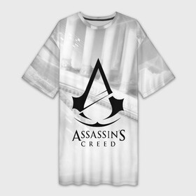 Платье-футболка 3D с принтом ASSASSIN S CREED в Новосибирске,  |  | black flag | brotherhood | chronicles | creed | game | origins | revelations | rogue | syndicate | unity | valhalla | альтаир | ассасин | игры | кинжал | пираты