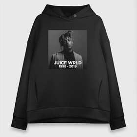 Женское худи Oversize хлопок с принтом JUICE WRLD R I P в Новосибирске, френч-терри — 70% хлопок, 30% полиэстер. Мягкий теплый начес внутри —100% хлопок | боковые карманы, эластичные манжеты и нижняя кромка, капюшон на магнитной кнопке | Тематика изображения на принте: die | jucie | juice | legends | never | wrld | ворлд | врлд | джус | джуси