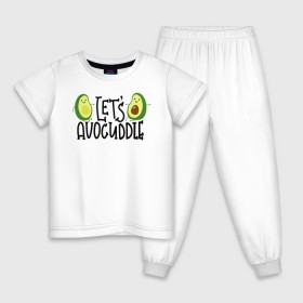 Детская пижама хлопок с принтом Lets Avocuddle в Новосибирске, 100% хлопок |  брюки и футболка прямого кроя, без карманов, на брюках мягкая резинка на поясе и по низу штанин
 | avocado | авокадо | мемы | минимализм | прикольные картинки | прикольные надписи | растение | фрукт