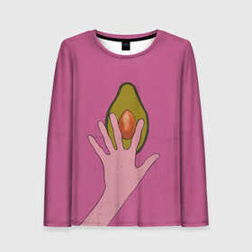 Женский лонгслив 3D с принтом avocado в Новосибирске, 100% полиэстер | длинные рукава, круглый вырез горловины, полуприлегающий силуэт | vegan | веган | веганство | вегетарианец | вегетарианство | еда | зеленый | земля | зож | листья | мир | охрана | позиция | природа