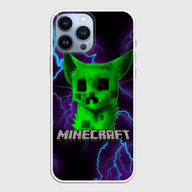 Чехол для iPhone 13 Pro Max с принтом MINECRAFT CREEPER CAT в Новосибирске,  |  | Тематика изображения на принте: creeper | game | minecraft | блоки | игра | квадраты | компьютерная | крипер | криппер | майнкрафт | огонь