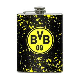 Фляга с принтом BORUSSIA. в Новосибирске, металлический корпус | емкость 0,22 л, размер 125 х 94 мм. Виниловая наклейка запечатывается полностью | Тематика изображения на принте: borussia | fc | football | football club | sport | боруссия | боруссия дортмунд | дортмунда | немецкий футбольный клуб | спорт | уефа | униформа | фирменные цвета | фк | футбол | футбольный клуб