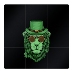 Магнитный плакат 3Х3 с принтом ЛЕВ ИРЛАНДЕЦ в Новосибирске, Полимерный материал с магнитным слоем | 9 деталей размером 9*9 см | irish | lion | pride | зеленый | ирландия | клевер | лев | прайд | царь зверей | шляпа