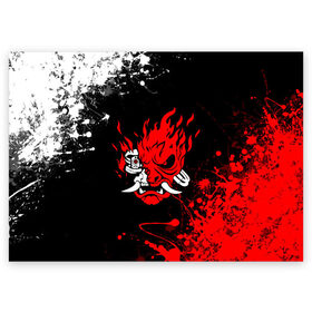 Поздравительная открытка с принтом CYBERPUNK 2077. в Новосибирске, 100% бумага | плотность бумаги 280 г/м2, матовая, на обратной стороне линовка и место для марки
 | Тематика изображения на принте: cd project red | cyberpunk 2077 | keanu reeves | samurai | киану ривз | киберпанк 2077 | самураи