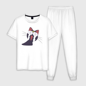 Мужская пижама хлопок с принтом Sailor Luna в Новосибирске, 100% хлопок | брюки и футболка прямого кроя, без карманов, на брюках мягкая резинка на поясе и по низу штанин
 | cry | luna | moon | sailor luna | sailor moon | sailormoon | кот | котик | котэ | кошка | луна | мордочка | мультяшка | плачет | прикольный | сейлор мун | слезы | сэйлор мун