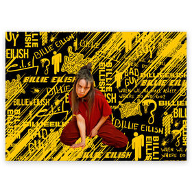 Поздравительная открытка с принтом Billie Eilish. в Новосибирске, 100% бумага | плотность бумаги 280 г/м2, матовая, на обратной стороне линовка и место для марки
 | billie eilish | gloom pop | listen before i go на spotify | music | американская певица | билли | билли айлиш | депрессии | мисс парадокс | мрачный поп | музыка | сонный паралич | фобии | яркие волосы