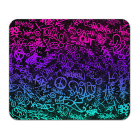 Коврик для мышки прямоугольный с принтом Граффити Neon в Новосибирске, натуральный каучук | размер 230 х 185 мм; запечатка лицевой стороны | Тематика изображения на принте: blue | cyberpunk | drawing | graffiti | lettering | neon | paint | purple | text | брызги | граффити | киберпанк | краска | надписи | неон | рисунок | синий | текст | фиолетовый