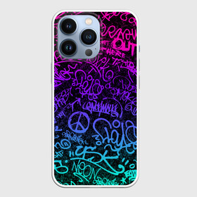 Чехол для iPhone 13 Pro с принтом Граффити Neon в Новосибирске,  |  | blue | cyberpunk | drawing | graffiti | lettering | neon | paint | purple | text | брызги | граффити | киберпанк | краска | надписи | неон | рисунок | синий | текст | фиолетовый