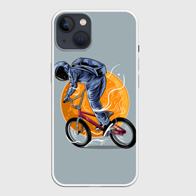 Чехол для iPhone 13 с принтом Космический велосипедист (Z) в Новосибирске,  |  | Тематика изображения на принте: bicycle | bicyclist | bike | biker | bmx | cycle | galaxy | moon | rider | space | stars | байкер | бмх | вело | велогонщик | велосепедист | велосипед | велоспорт | гонщик | космос | луна