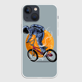 Чехол для iPhone 13 mini с принтом Космический велосипедист (Z) в Новосибирске,  |  | bicycle | bicyclist | bike | biker | bmx | cycle | galaxy | moon | rider | space | stars | байкер | бмх | вело | велогонщик | велосепедист | велосипед | велоспорт | гонщик | космос | луна