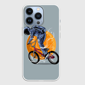 Чехол для iPhone 13 Pro с принтом Космический велосипедист (Z) в Новосибирске,  |  | Тематика изображения на принте: bicycle | bicyclist | bike | biker | bmx | cycle | galaxy | moon | rider | space | stars | байкер | бмх | вело | велогонщик | велосепедист | велосипед | велоспорт | гонщик | космос | луна