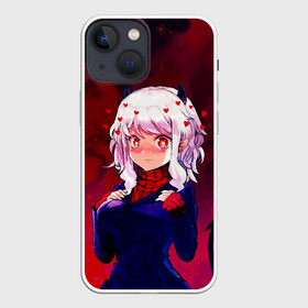 Чехол для iPhone 13 mini с принтом Cute Modeus в Новосибирске,  |  | Тематика изображения на принте: anime | azazel | hell | helltaker | justice | lucifer | malina | modeus | pandemonica | zdrada | ад | аниме | демон | демонесса | здрада | люцифер | малина | модеус | пандемоника | правосудие | хеллтейкер | хэлтейкер | цербер