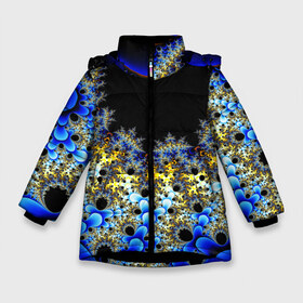 Зимняя куртка для девочек 3D с принтом Фрактальная материя l Fractal в Новосибирске, ткань верха — 100% полиэстер; подклад — 100% полиэстер, утеплитель — 100% полиэстер. | длина ниже бедра, удлиненная спинка, воротник стойка и отстегивающийся капюшон. Есть боковые карманы с листочкой на кнопках, утяжки по низу изделия и внутренний карман на молнии. 

Предусмотрены светоотражающий принт на спинке, радужный светоотражающий элемент на пуллере молнии и на резинке для утяжки. | Тематика изображения на принте: abstract | abstraction | color | fractal | geometry | paitnt | psy | абстракция | геометрия | краски | неоновые | психоделика | фрактал