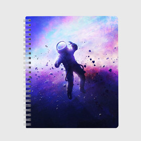 Тетрадь с принтом АСТРОНАВТ(S) в Новосибирске, 100% бумага | 48 листов, плотность листов — 60 г/м2, плотность картонной обложки — 250 г/м2. Листы скреплены сбоку удобной пружинной спиралью. Уголки страниц и обложки скругленные. Цвет линий — светло-серый
 | Тематика изображения на принте: cosmonavt | galaxy | nasa | nebula | space | star | абстракция | астронавт | вселенная | галактика | звезда | звезды | космический | космонавт | наса | планеты | скафандр