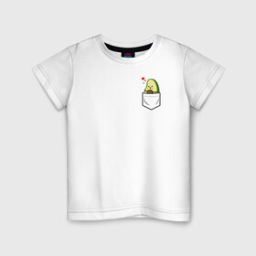 Детская футболка хлопок с принтом Авокадо в кармане в Новосибирске, 100% хлопок | круглый вырез горловины, полуприлегающий силуэт, длина до линии бедер | avocado | авокадо | веганство | вегетарианство | еда | зеленый | земля | зож | листья | овощи | позиция | природа | фрукты