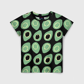Детская футболка 3D с принтом avocado в Новосибирске, 100% гипоаллергенный полиэфир | прямой крой, круглый вырез горловины, длина до линии бедер, чуть спущенное плечо, ткань немного тянется | avocado | авокадо | веганство | вегетарианство | еда | зеленый | земля | зож | листья | овощи | позиция | природа | фрукты
