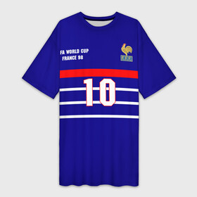 Платье-футболка 3D с принтом Форма Франции (Zidane) в Новосибирске,  |  | zidane | зидан | зизу | зинедин зидан | легенда франции | номер 10 | реал мадрид | ретро форма | сборная франции | тренер реала | фильм такси | футболка из фильма такси | чемпионат мира 1998 | чемпионы мира