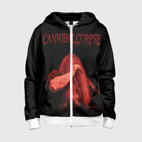 Детская толстовка 3D на молнии с принтом Cannibal Corpse #6 в Новосибирске, 100% полиэстер |  манжеты и пояс оформлены широкой мягкой резинкой, двухслойный капюшон со шнурком для регулировки, спереди карманы и застежка-молния
 | Тематика изображения на принте: canibal corpse | cannibal copse | death | metal | канибал корс | каннибал корпс | метал