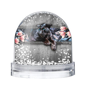 Снежный шар с принтом Пантера и цветы в Новосибирске, Пластик | Изображение внутри шара печатается на глянцевой фотобумаге с двух сторон | 3д | 3д картина | 3дэ | голубые глаза | железо | животное | картина | кот | коты | кошка | метал | пантера | хищник | цветы | черная пантера
