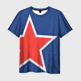 Мужская футболка 3D+ с принтом Звезда ЦСКА в Новосибирске, 100% микрофибра | круглый вырез горловины, длина до линии бедер | 
