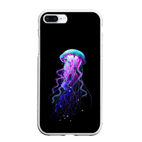 Чехол для iPhone 7Plus/8 Plus матовый с принтом Jellyfish в Новосибирске, Силикон | Область печати: задняя сторона чехла, без боковых панелей | art | black. neon | jellyfish | медуза