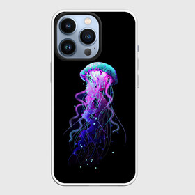 Чехол для iPhone 13 Pro с принтом Jellyfish в Новосибирске,  |  | art | black. neon | jellyfish | медуза