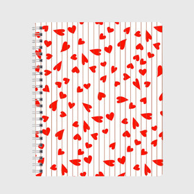 Тетрадь с принтом Просто сердечки в Новосибирске, 100% бумага | 48 листов, плотность листов — 60 г/м2, плотность картонной обложки — 250 г/м2. Листы скреплены сбоку удобной пружинной спиралью. Уголки страниц и обложки скругленные. Цвет линий — светло-серый
 | heart | hearts | lines | red | в | забавные | красные | линии | любовь | полоску | полосы | прикольные | рисунки | сердечки | сердце