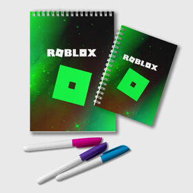 Блокнот с принтом ROBLOX РОБЛОКС в Новосибирске, 100% бумага | 48 листов, плотность листов — 60 г/м2, плотность картонной обложки — 250 г/м2. Листы скреплены удобной пружинной спиралью. Цвет линий — светло-серый
 | Тематика изображения на принте: blocks | blox | game | games | logo | minecraft | mobile | online | roblocks | roblox | robux | studio | блоки | игра | игры | квадрат | квадратик | кщидщч | лого | логотип | майнкрафт | онлайн | роблокс | робукс | символ | символы | студия