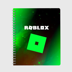 Тетрадь с принтом ROBLOX РОБЛОКС в Новосибирске, 100% бумага | 48 листов, плотность листов — 60 г/м2, плотность картонной обложки — 250 г/м2. Листы скреплены сбоку удобной пружинной спиралью. Уголки страниц и обложки скругленные. Цвет линий — светло-серый
 | Тематика изображения на принте: blocks | blox | game | games | logo | minecraft | mobile | online | roblocks | roblox | robux | studio | блоки | игра | игры | квадрат | квадратик | кщидщч | лого | логотип | майнкрафт | онлайн | роблокс | робукс | символ | символы | студия
