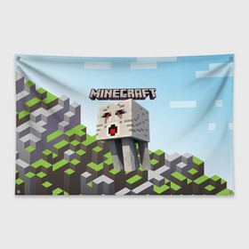 Флаг-баннер с принтом Minecraft в Новосибирске, 100% полиэстер | размер 67 х 109 см, плотность ткани — 95 г/м2; по краям флага есть четыре люверса для крепления | minecraft | копатель | кубики | майкрафт | майнкрафт | мморг | мультиплеер | пиксели | пиксельная игра | развивающая игра | рпг | строительство | стройка