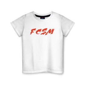 Детская футболка хлопок с принтом FCSM в Новосибирске, 100% хлопок | круглый вырез горловины, полуприлегающий силуэт, длина до линии бедер | fc spartak | fcsm | spartak | spartak moscow | красно белые | спартак | спартак москва | фк спартак | фксм