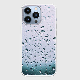 Чехол для iPhone 13 Pro с принтом Капли окно стекло дождь серо в Новосибирске,  |  | Тематика изображения на принте: абстракция | блики | боке | брызги | вечер | вода | градиент | дача | дождь | капли | капли на стекле | лес | лето | мрачно | окно | природа | роса | свет | силуэты | симметрия | текстура | темный | фото