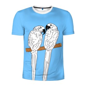 Мужская футболка 3D спортивная с принтом Белые попугаи в Новосибирске, 100% полиэстер с улучшенными характеристиками | приталенный силуэт, круглая горловина, широкие плечи, сужается к линии бедра | Тематика изображения на принте: bird | parrot | tropical | wings | азия | ара | джунгли | дикие | животные | клюв | крылья | латинская | летние | лето | небесный | острова | отдых | пальмы | перья | попугаи | попугай | птица | птичка | райские | тропики