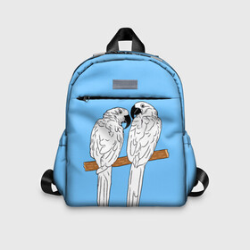 Детский рюкзак 3D с принтом Белые попугаи в Новосибирске, 100% полиэстер | лямки с регулируемой длиной, сверху петелька, чтобы рюкзак можно было повесить на вешалку. Основное отделение закрывается на молнию, как и внешний карман. Внутри дополнительный карман. По бокам два дополнительных кармашка | Тематика изображения на принте: bird | parrot | tropical | wings | азия | ара | джунгли | дикие | животные | клюв | крылья | латинская | летние | лето | небесный | острова | отдых | пальмы | перья | попугаи | попугай | птица | птичка | райские | тропики