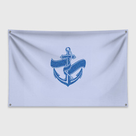 Флаг-баннер с принтом Якорь(ВМФ) в Новосибирске, 100% полиэстер | размер 67 х 109 см, плотность ткани — 95 г/м2; по краям флага есть четыре люверса для крепления | вмф | военно морской флот | день вмф | корабли | море | праздник вмф