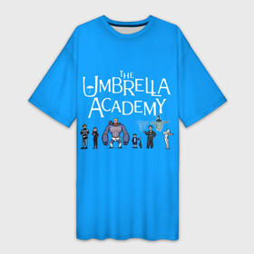 Платье-футболка 3D с принтом The umbrella academy в Новосибирске,  |  | dark horse comics | netflix | the umbrella academy | umbrella | академия амбрелла | белая скрипка | бен харгривз | комикс | комильфо | космобой | кракен | реджинальд харгривз | сеанс | слух