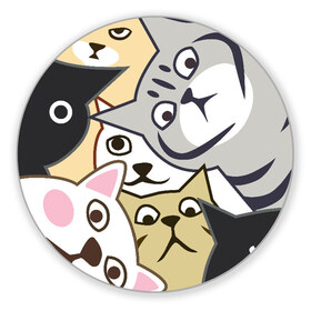 Коврик для мышки круглый с принтом Котики Шпионы в Новосибирске, резина и полиэстер | круглая форма, изображение наносится на всю лицевую часть | anime | art | casual | cat | cats | cute | funny | kawaii | kitty | meme | memes | pussy | selfie | аниме | арт | животные | каваи | кавай | кот | коте | котик | котики | коты | кошка | кэжуал | мем | мемы | милота | приколы | прикольные | се