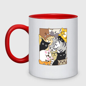 Кружка двухцветная с принтом Котики Шпионы в Новосибирске, керамика | объем — 330 мл, диаметр — 80 мм. Цветная ручка и кайма сверху, в некоторых цветах — вся внутренняя часть | anime | art | casual | cat | cats | cute | funny | kawaii | kitty | meme | memes | pussy | selfie | аниме | арт | животные | каваи | кавай | кот | коте | котик | котики | коты | кошка | кэжуал | мем | мемы | милота | приколы | прикольные | се