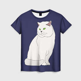 Женская футболка 3D с принтом Белый британский котик в Новосибирске, 100% полиэфир ( синтетическое хлопкоподобное полотно) | прямой крой, круглый вырез горловины, длина до линии бедер | cat | cute | kitten | meow | британец | британский | взгляд | друзья | животные | зверек | зверюшки | каваи | киска | котенок | котик | коты | котята | кошак | кошечки | кошки | лапы | милые | мордочка | мяу | няшные